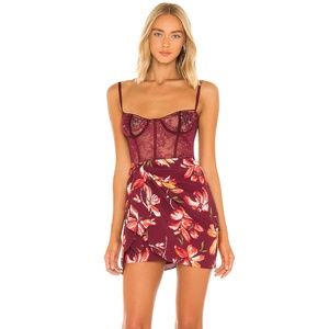 Katie May Man Whisperer Floral Dress in Bordeaux/Nude Size M